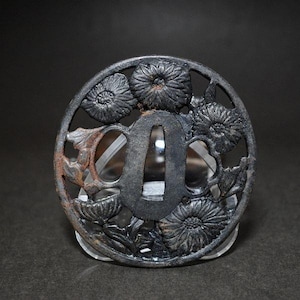 TSUBA, samurai sword, sword guard, Wave, koshirae, katana, wakizashi, Japanese katana, Japanese Tsuba, Japanese paperweight,