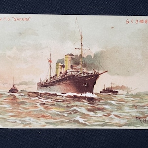 Segunda guerra mundial japão navio de guerra antigo pré-guerra cartão postal arte memorial militar,