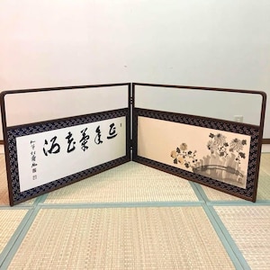 Japanese antique Byobu panel folding screen