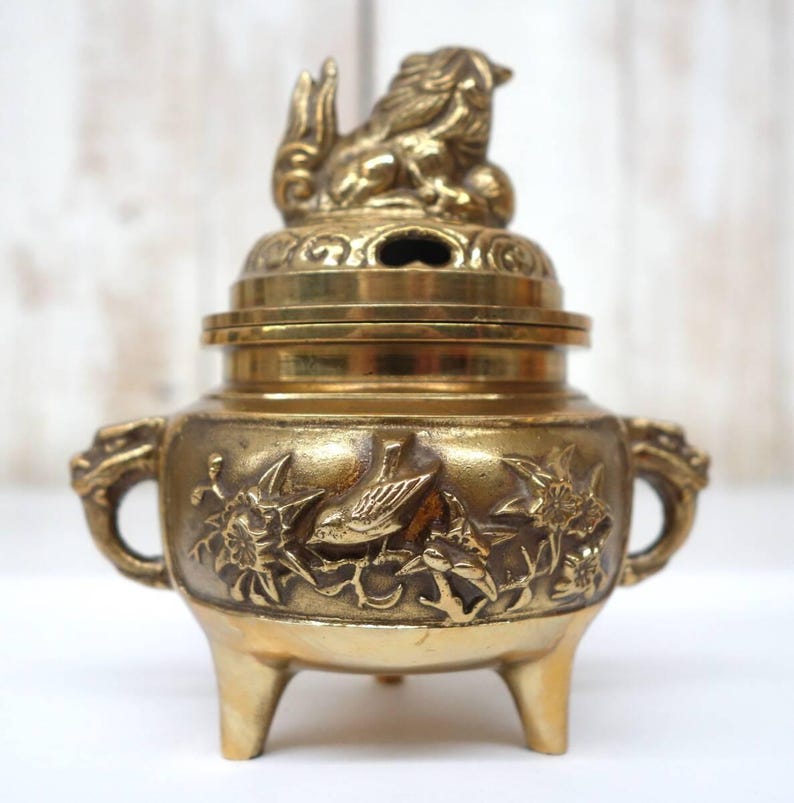 Japanese Vintage Buddhist Altar Ware Flower and Incense Burner Brass ...