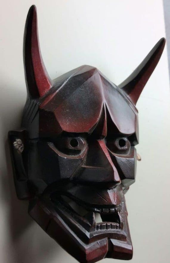 Japanese Handmade Wooden Hannya Mask Kyougen Kagura Demon Bugaku