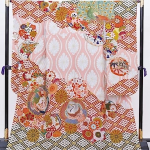 Furisode Kimono, Mod Kimono, Furisode de seda, vestido de kimono de boda, vestido japonés largo, kimono largo, bata de kimono rosa, bata de kimono floral
