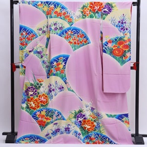 Vintage authentic kimono, Purple Furisode Kimono, Purple Furisode Floral, Kawaii Kimono Robe,