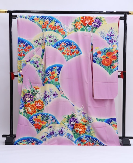 Vintage authentic kimono, Purple Furisode Kimono, 