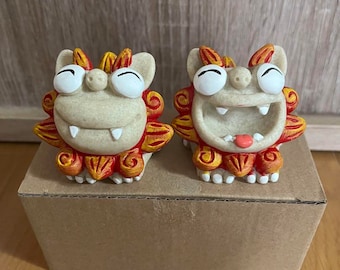 Shisa Side Standing Guardian Lion from Okinawa Ryukyu Japan Traditional figurine