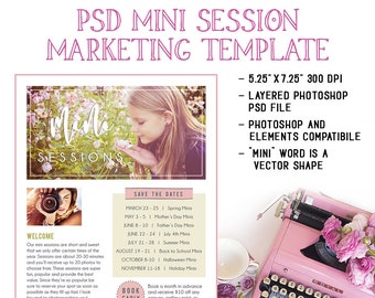 Fotografie Studio 5x7 Mini Session Marketing Flyer Vorlage zum sofortigen Download als Photoshop PSD Datei mit Ebenen verfügbar - INF109SM