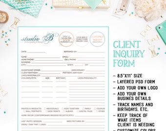 Anfrageformular für Kinder- und Familienporträts zum sofortigen Download als Photoshop PSD-Datei mit Ebenen verfügbar - INF105BF