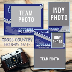 Sports Photography 8x10 Cross Country Team Collage Memory Mate Photo Template - Digital Download File As A Layered Photoshop PSD File