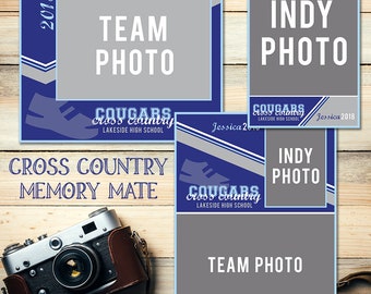 Plantilla de collage de fotos deportivas de 8x10 para equipo de cross country: archivo de descarga digital como archivo PSD de Photoshop con capas.