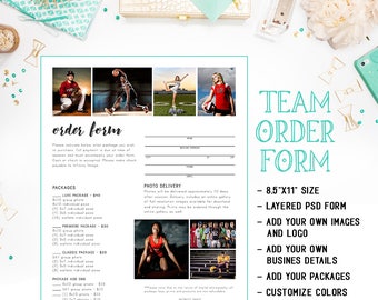 School Sports Team Or League Sports Team Photography Order Form Available For Immediate Download As A Layered Photoshop PSD File - INF109BF