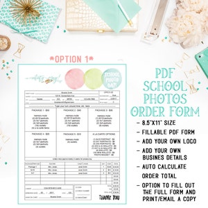 PDF School - Preschool - Daycare Photography Sales Order Form Template - Fillable Adobe Acrobat PDF Form - Editable - INF104BPDF