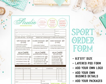 Schul- oder Liga-Sportfotografie-Bestellformular zum sofortigen Download als Photoshop PSD-Datei mit Ebenen verfügbar - INF103BF