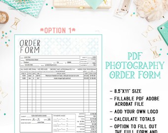 PDF Allgemeine Fotografie Auftragsformular Vorlage - Ausfüllbares Adobe Acrobat PDF Form - Bearbeitbar - Marketing - Geschäftsform - INF103BPDF