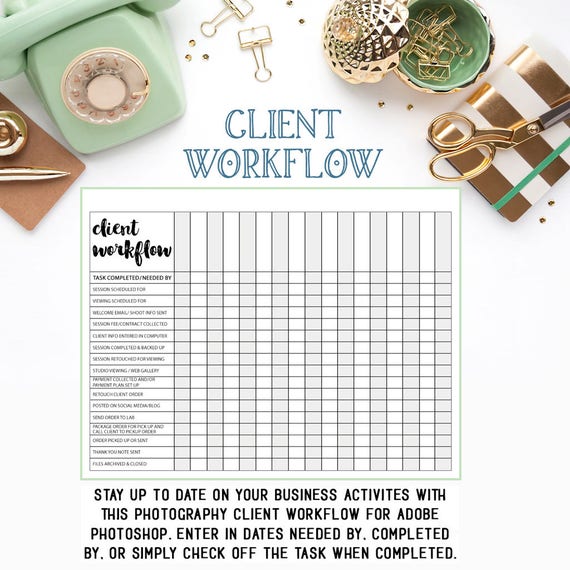 Photography Checklist Client Workflow Organization Checklist Available As An Instant Download PSD Photoshop File - INF104SN