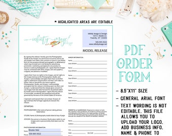 Fotografie Model Freigabe Form für Porträt Fotografen zum sofortigen Download als Adobe Reader PDF-Datei - INF102BPDF
