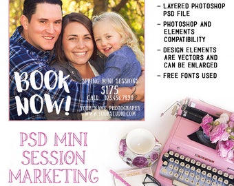 Photography Studio Mini Session Marketing Board Bundle zum sofortigen Download als Layered Photoshop PSD-Datei verfügbar - INF105SM