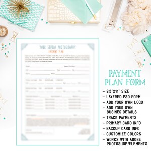 Photography Business Payment Plan Form Available For Immediate Download As A Layered Photoshop PSD File - INF107BF