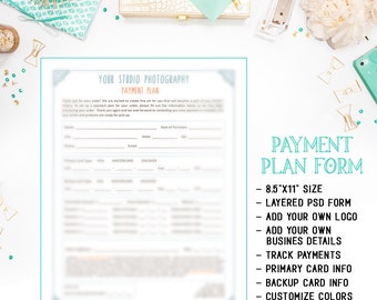 Fotografie Business Zahlungsplan-Formular zum sofortigen Download als Photoshop PSD-Datei mit Ebenen - INF107BF verfügbar