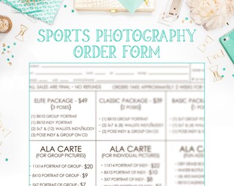 school or league sports photography order form available for etsy