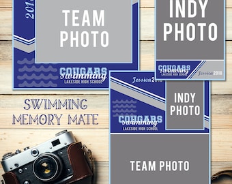 Sports Photography 8x10 Swimming Team Collage Memory Mate Photo Template - Digital Download File As A Layered Photoshop PSD File