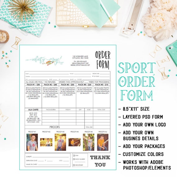 psd school photography sales order form template with proof etsy sports photography order form template
