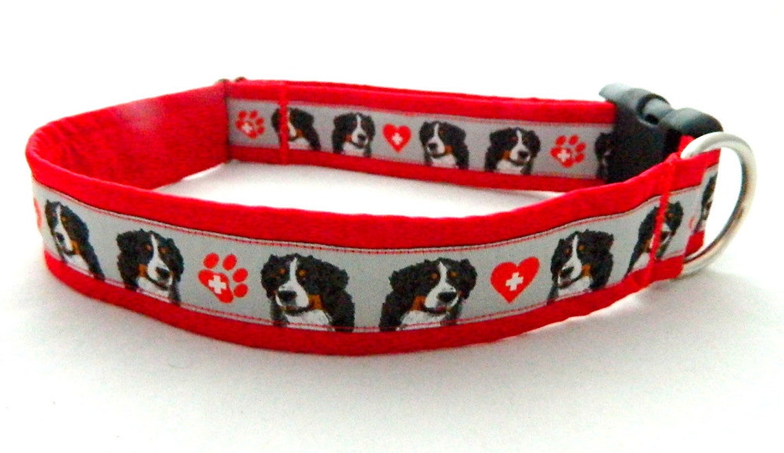 Amazing red collars for Bernese Mountain Dog in pattern Etsy