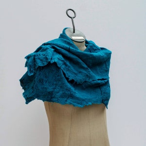 Distressed Small Shawl Splatter Electric Blue Shoulder Wrap, Ragged Cotton Lightweight Scarf, spartan ranger apocalyptic wasteland dystopian