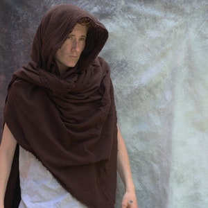 Brown Wrap Cloak, Lightweight Cotton Wrap Shawl, Moyamensing distressed apocalyptic shemagh scarf primitive wasteland witch elven ranger orc