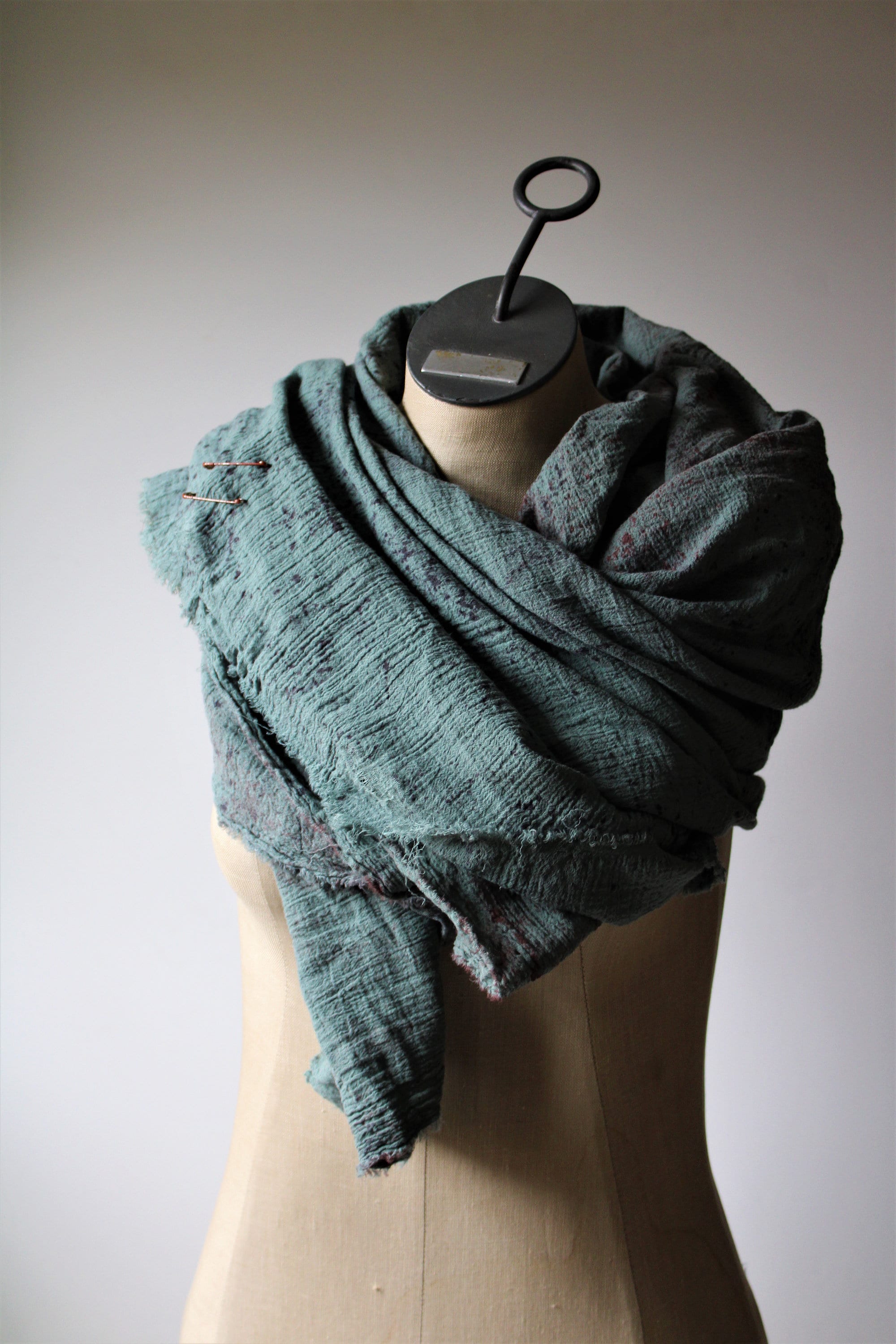 Winter Mist Distress Dyed Cotton Shawl, Wasteland Shoulder Winter Mist Distress Dyed Cotton Shawl, Wasteland Shoulder