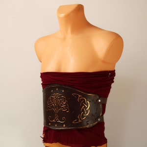 Distressed Heavy Leather Gladiator War Belt, Leather Waist Armor with Cotton Wrap Sash, viking apocalypse larp spartacus costume armor belt
