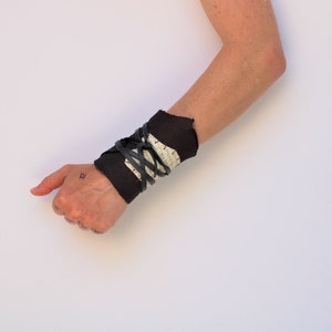 Distressed Leather Wrap Small Cuff, Apocalyptic Leather Bracelet dystopian distressed ranger leather kratos viking shaman orc cuff