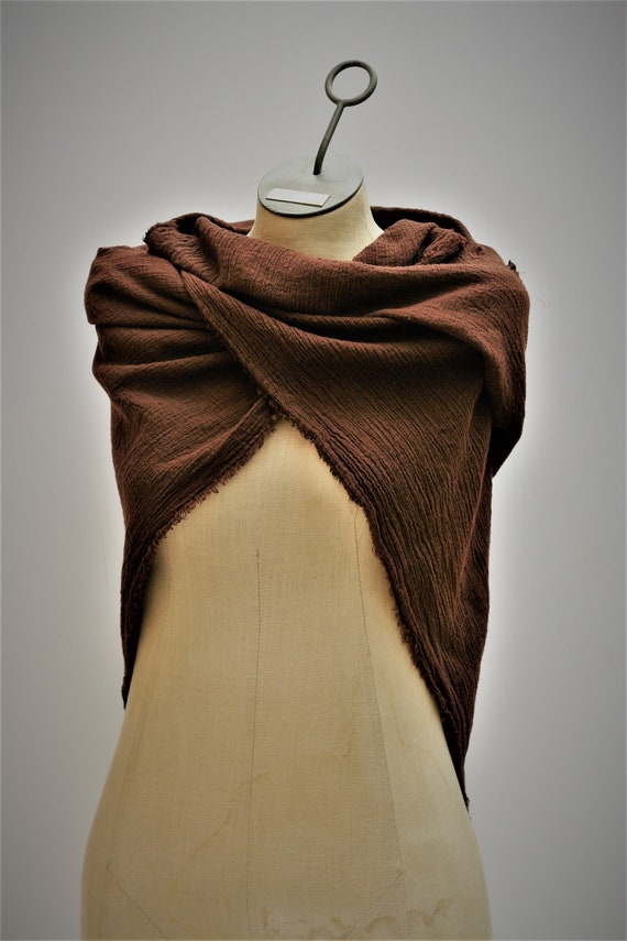 Distressed Brown Shemagh, Lightweight Cotton Small Scarf