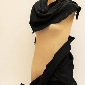 Distressed Black Wrap Cloak, Lightweight Cotton Shawl, Post Apocalyptic ...