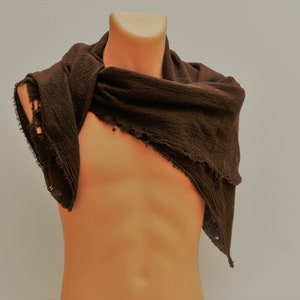 Distressed Brown Shemagh, Lightweight Cotton Small Scarf, post apocalyptic dystopian, robin hood, woodland elf ranger face mask bandana