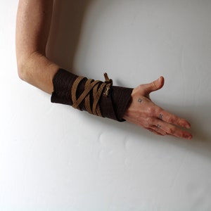 Post Apocalyptic Distressed Brown Leather Wrap Cuff Leather Strap, Leather Scavenger Cuff, leather wrist wrap, barbarian viking ranger