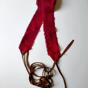 Distressed Oxblood Maroon Heavy Cotton Hand Wraps, Leather Strap Fist Wraps image 11