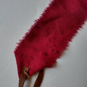 Distressed Oxblood Maroon Heavy Cotton Hand Wraps, Leather Strap Fist Wraps image 10