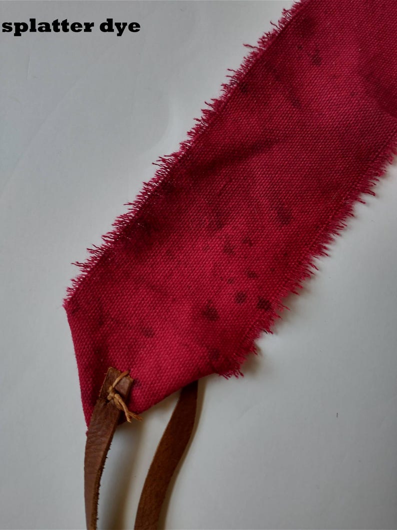 Distressed Oxblood Maroon Heavy Cotton Hand Wraps, Leather Strap Fist Wraps image 10