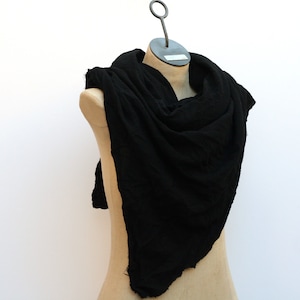 Distressed Black Small Wrap Shawl, Lightweight Cotton Short Scarf, post apocalyptic dystopian, wraith, dark elf, thief face mask moyamensing