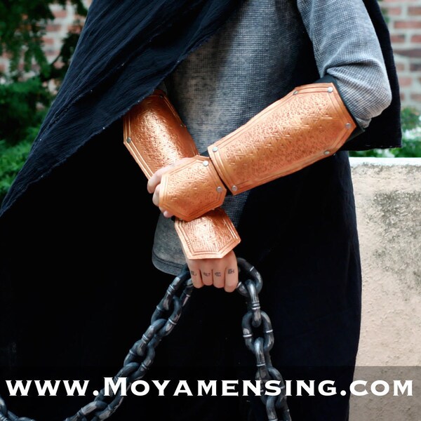 Raven Black Cloak, Pair of Bronze Vambraces, Cloak Pin