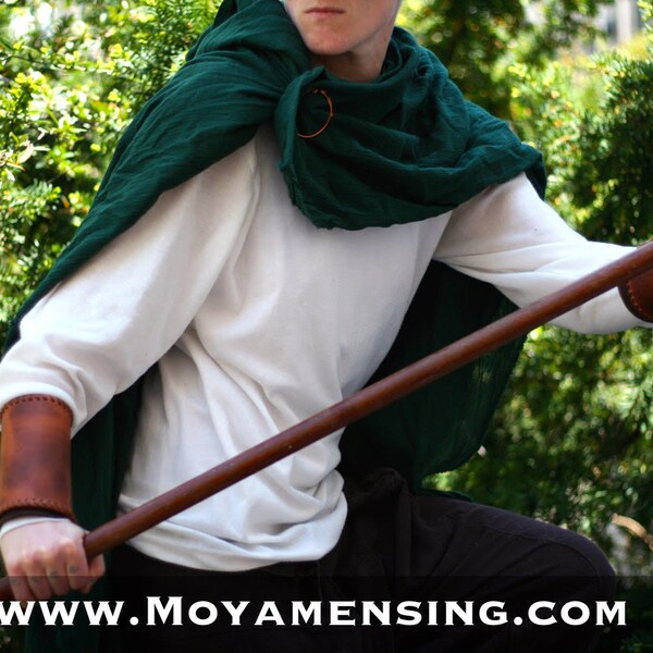 Vortumnus Cloak, Pair of Tumbleweed Horween short Bracers, Copper Cloak Pin