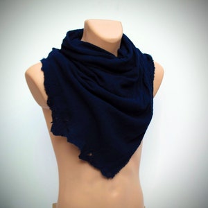 Distressed Midnight Blue Cotton Bandana: Post Apocalyptic Scarf Shawl Wrap