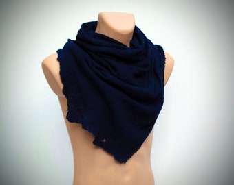 Distressed Midnight Blue Bandana, Lightweight Cotton Small Scarf, post apocalyptic dystopian, face mask shemagh festival, burning man cowl
