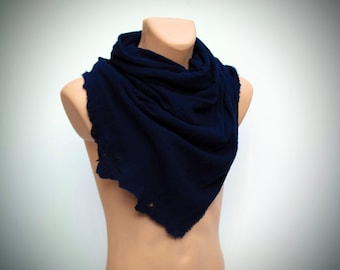 Distressed Midnight Blue Cotton Bandana: Post Apocalyptic Scarf Shawl Wrap