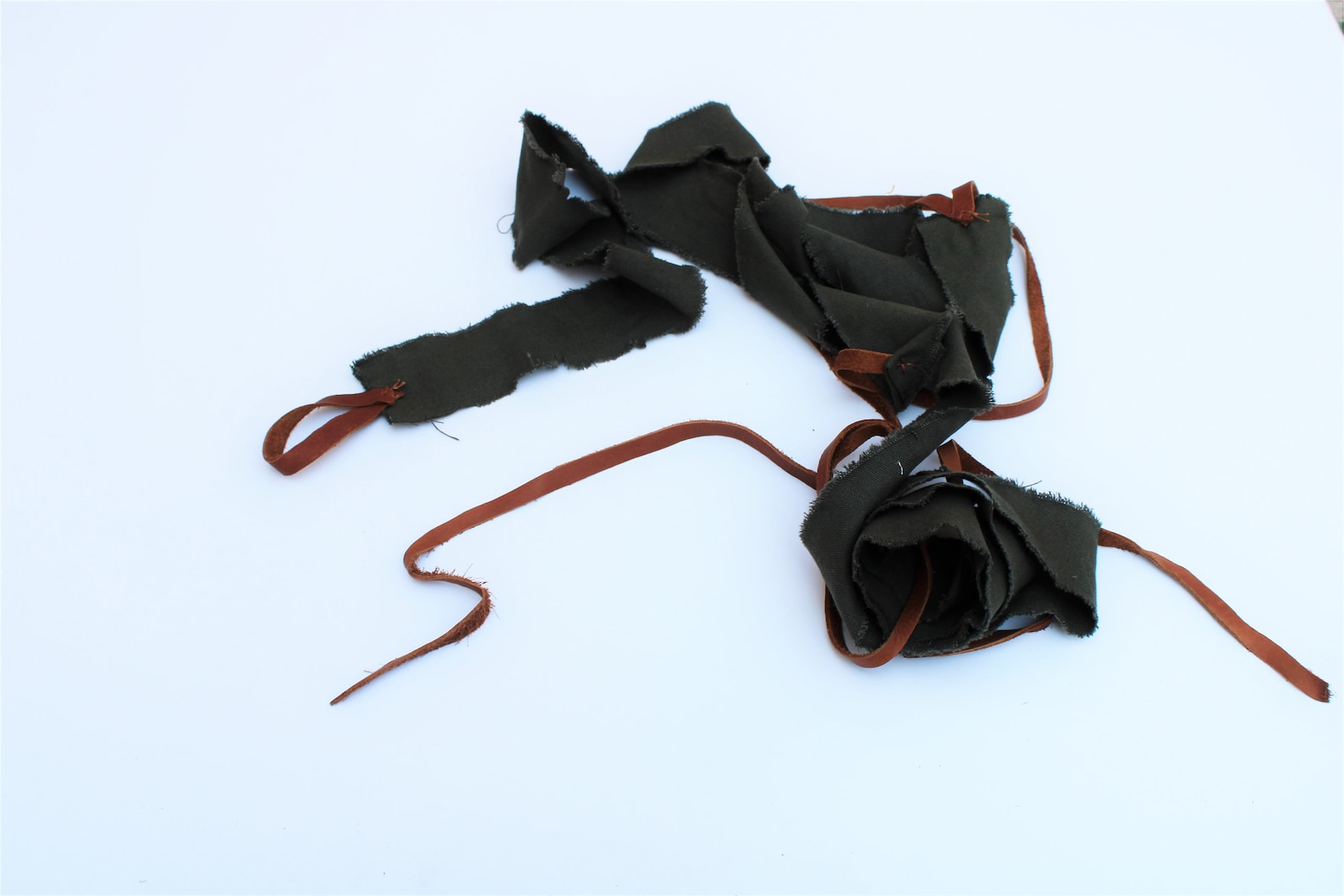 Distressed Cotton Leather Hand Wraps, Primitive Drab Green Fist Wraps