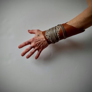 Distressed Dragonskin Leather Wrap Cuff, Ambidextrous Wasteland Design