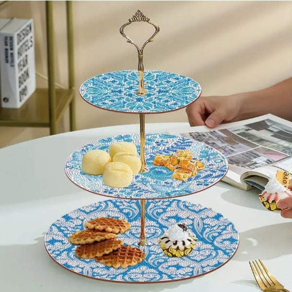 Diamond Painting 3 Tier Dessert Stand Kit, DIY For Beginners and Adults Crafts, Diamond Painting Cupcake Stand, Arts and Craft Sets