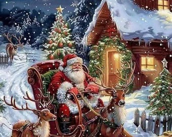 Christmas Diamond Art Kits for Adults & Beginners, 5D DIY Full Drill Diamonds Crafts, Gem Arts Gifts, Home Wall Decor 12" x 10"