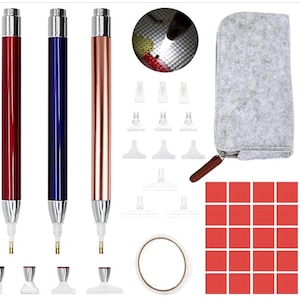 8PCS Led Lighted Diamond Painting Pen With Magnifying Glass Magnifier Luminous Point Drill Pen Accessories Tool Set Kit