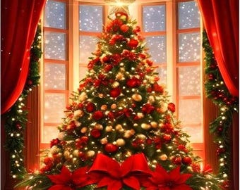 5D Diamond Painting Kit: Christmas Tree DIY Craft (12x16 Inches)